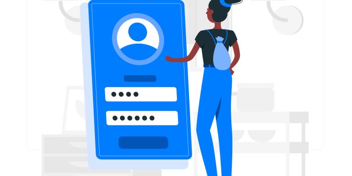 animation of a girl login in to acquire some secretarial services